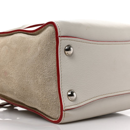 Prada Glace Calf Suede Mini Twin Pocket Tote Talco Rosso 7 of 8