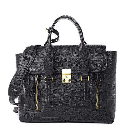 3.1 Phillip Lim 3.1 Textured Calfskin Medium Pashli Satchel Black 1 of 13