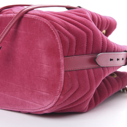 Gucci Velvet Matelasse GG Marmont Bucket Bag Light Raspberry Rose 9 of 10