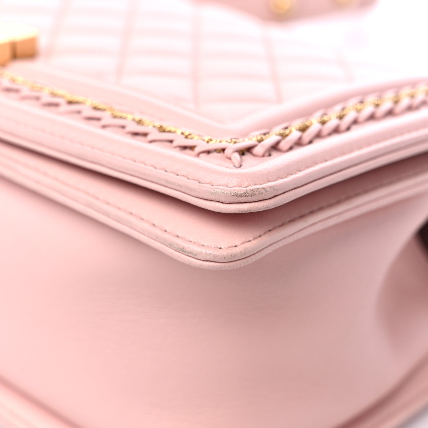 Chanel Lambskin Quilted Medium Chain Detail Boy Flap Light Pink 8 of 10