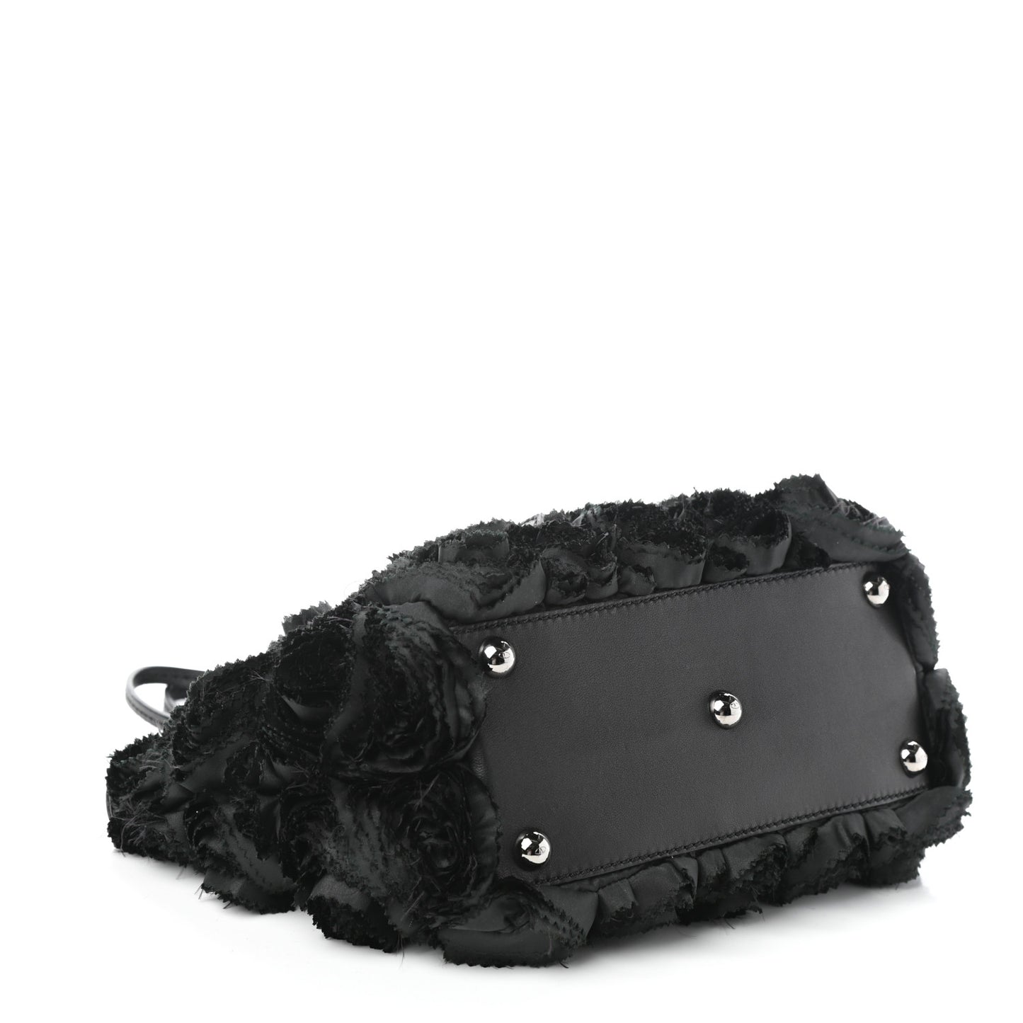 Nappa Floral Applique Tote Bag Black