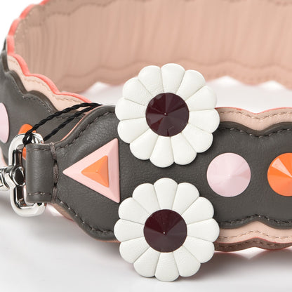 Fendi Vitello Dolce Nappa Hypnoteyes Bi-Color Scalloped Spike Studded Strap You Carbone Plaster White Multicolor 5 of 7