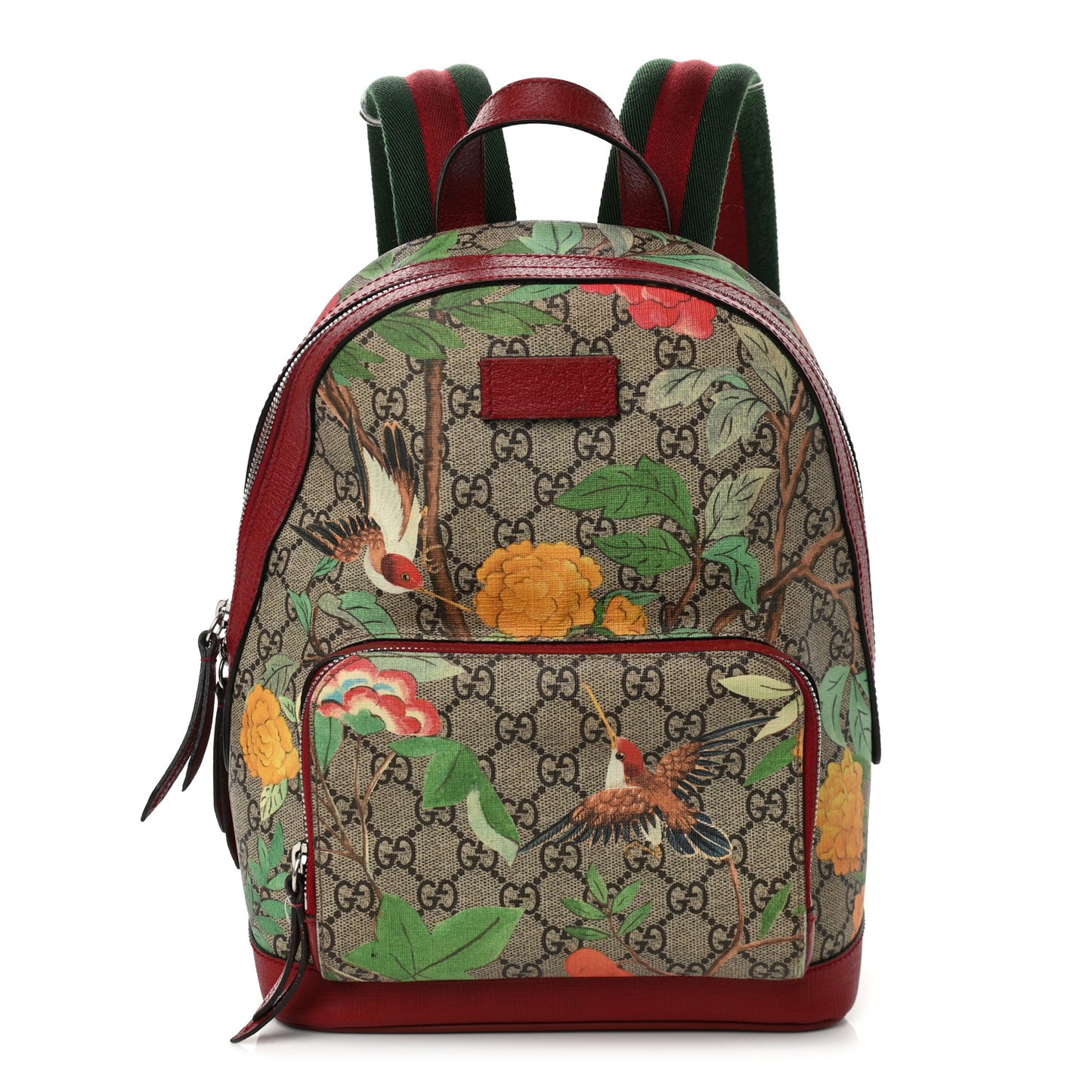 GG Supreme Monogram Tian Web Small Day Backpack Beige Multicolor Red
