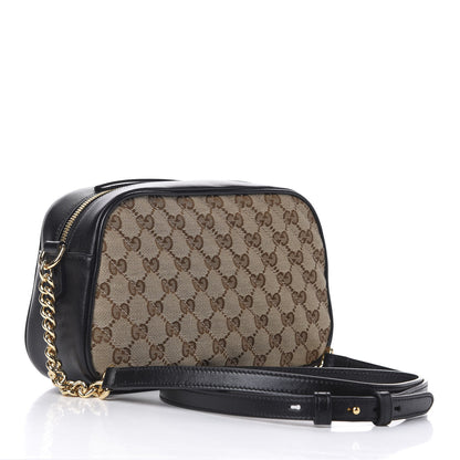 Gucci Monogram Matelasse Diagonal Small GG Marmont Chain Shoulder Bag Beige Black 3 of 10
