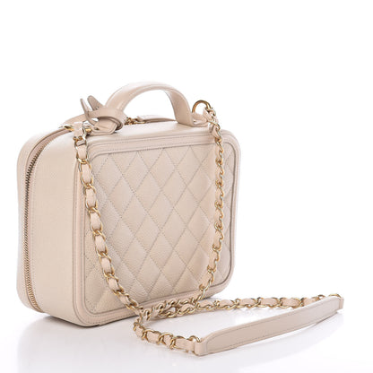 Chanel Caviar Quilted Medium CC Filigree Vanity Case Light Beige 3 of 9