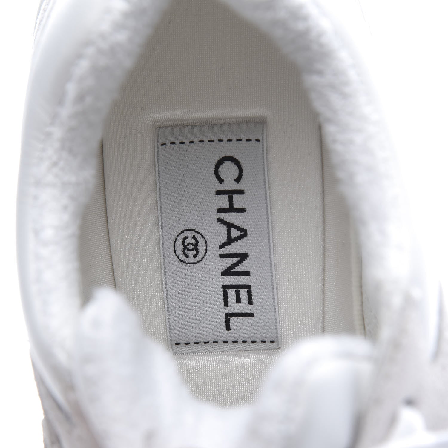 Chanel Suede Calfskin Fabric CC Sneakers 39 White 6 of 8