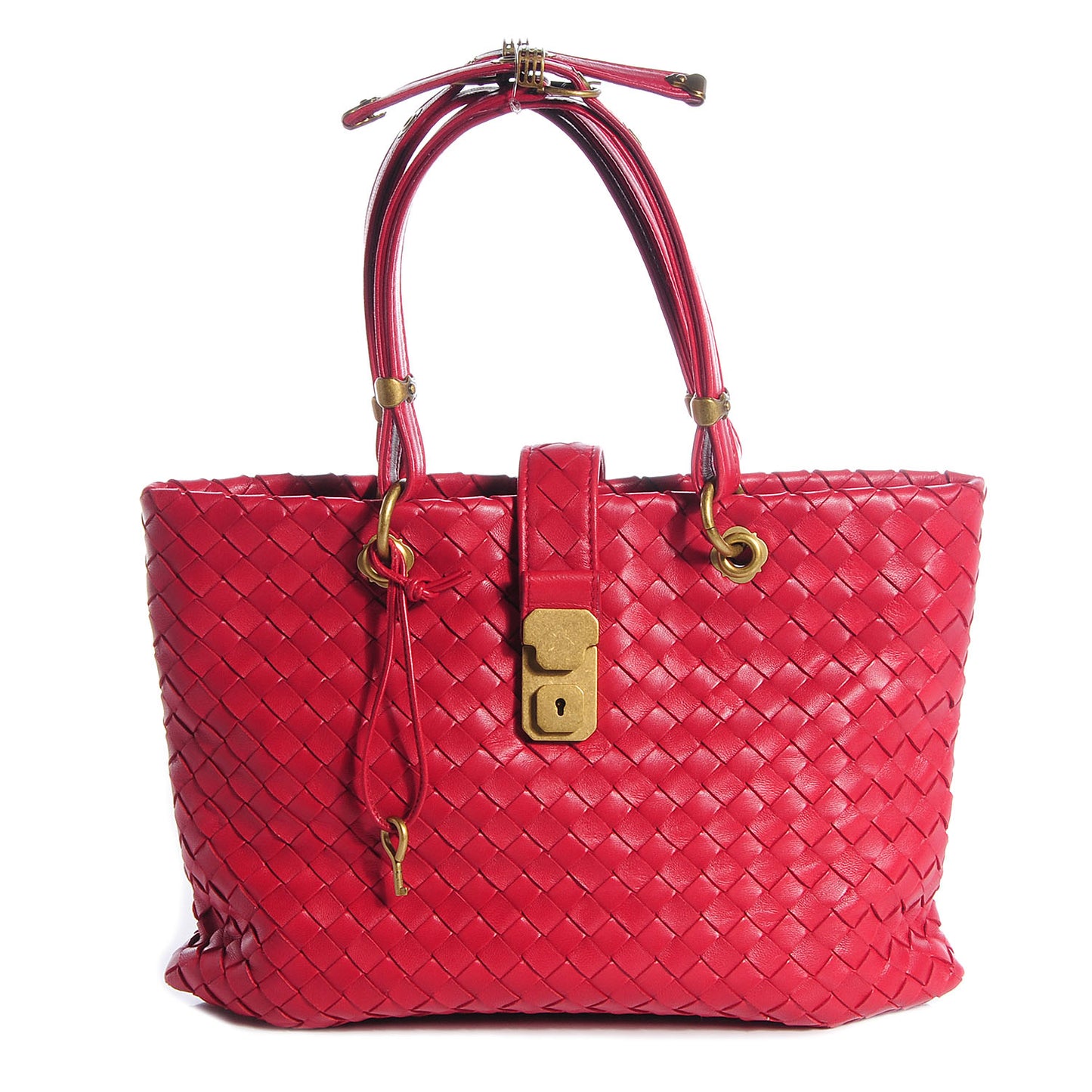 Nappa Intrecciato Small Capri Tote Carmine
