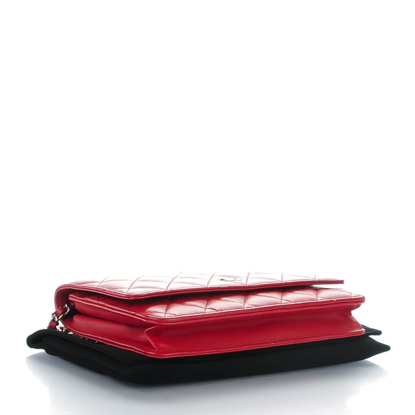 Lambskin Quilted Wallet On Chain WOC Red