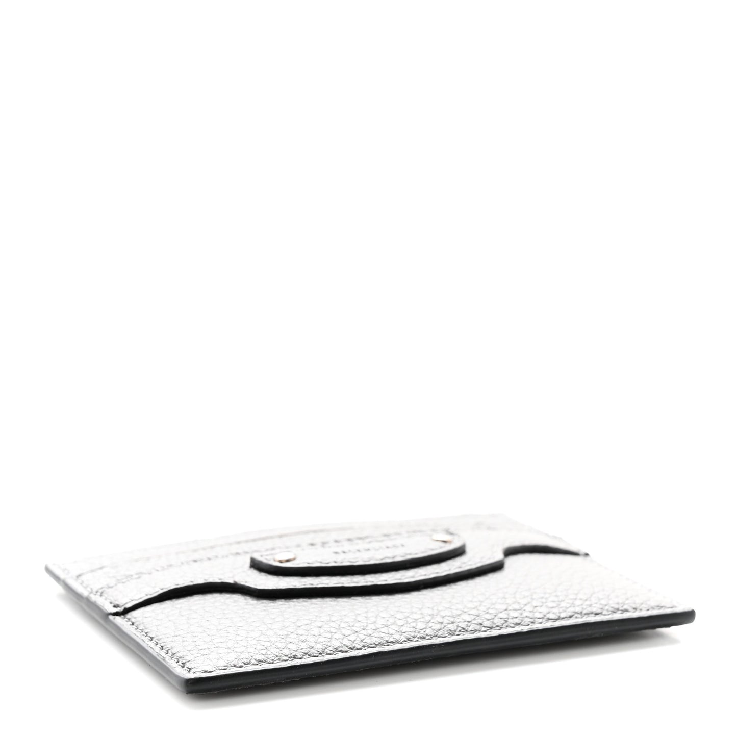 Grained Calfskin Neo Classic Silver Hardware Card Holder Dark Grey