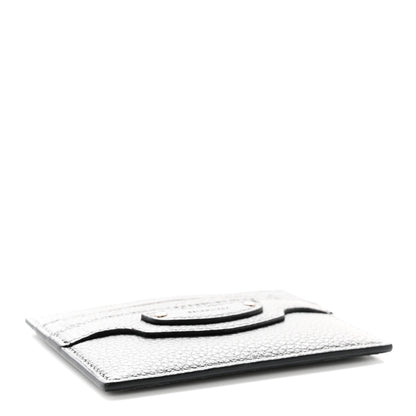 Balenciaga Grained Calfskin Neo Classic Silver Hardware Card Holder Dark Grey 4 of 9