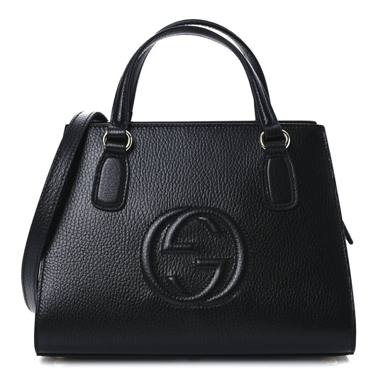 Dollar Calfskin Medium Soho Top Handle Satchel Black