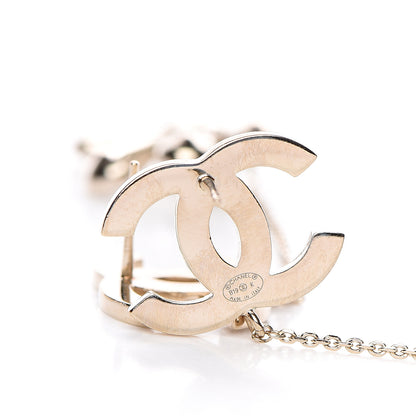 Chanel Pearl Crystal CC Drop Earrings Light Gold 4 of 5