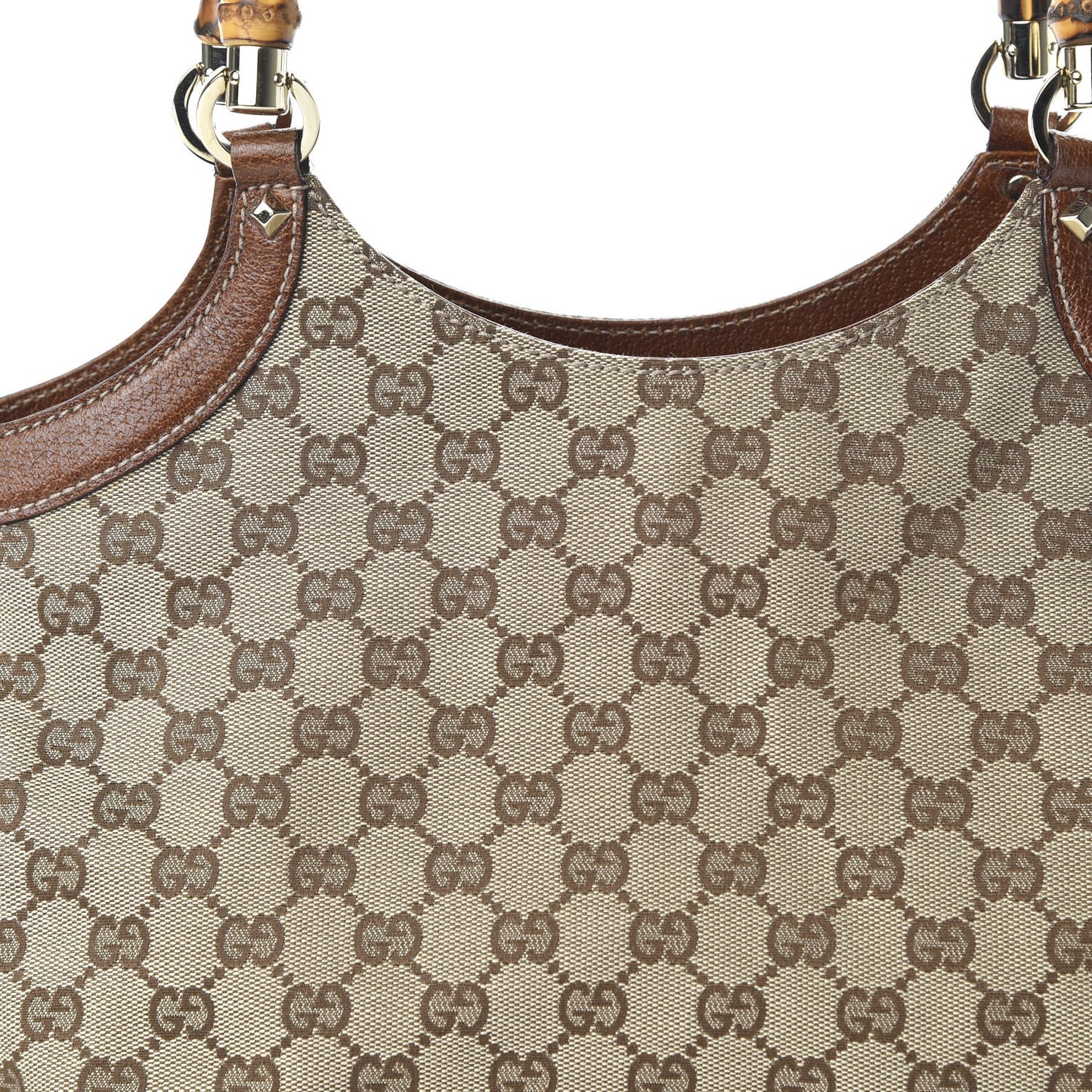 Monogram Bamboo Handle Bag Brown