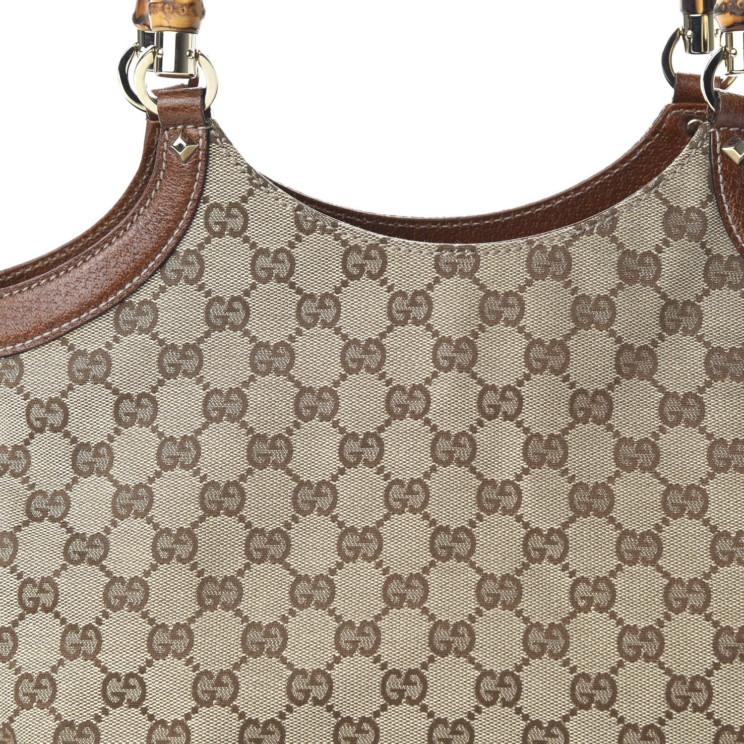 Gucci Monogram Bamboo Handle Bag Brown 10 of 10