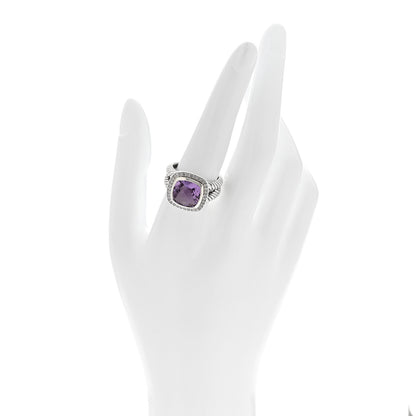 David Yurman Sterling Silver Diamond Amethyst 11mm Albion Ring 58 8.5 2 of 5