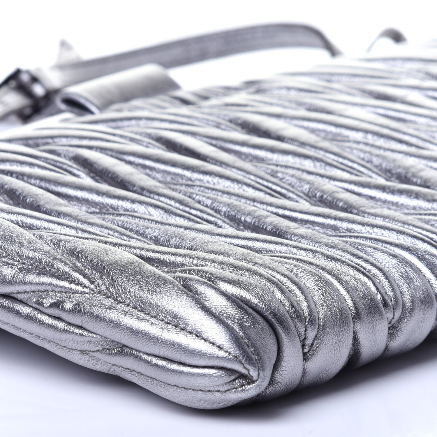 Miu Miu Metallic Nappa Matelasse Crossbody Clutch Cromo 6 of 10