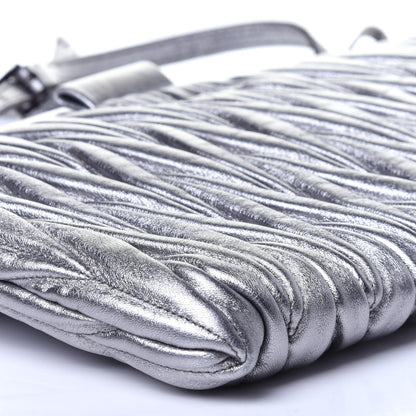Miu Miu Metallic Nappa Matelasse Crossbody Clutch Cromo 6 of 10