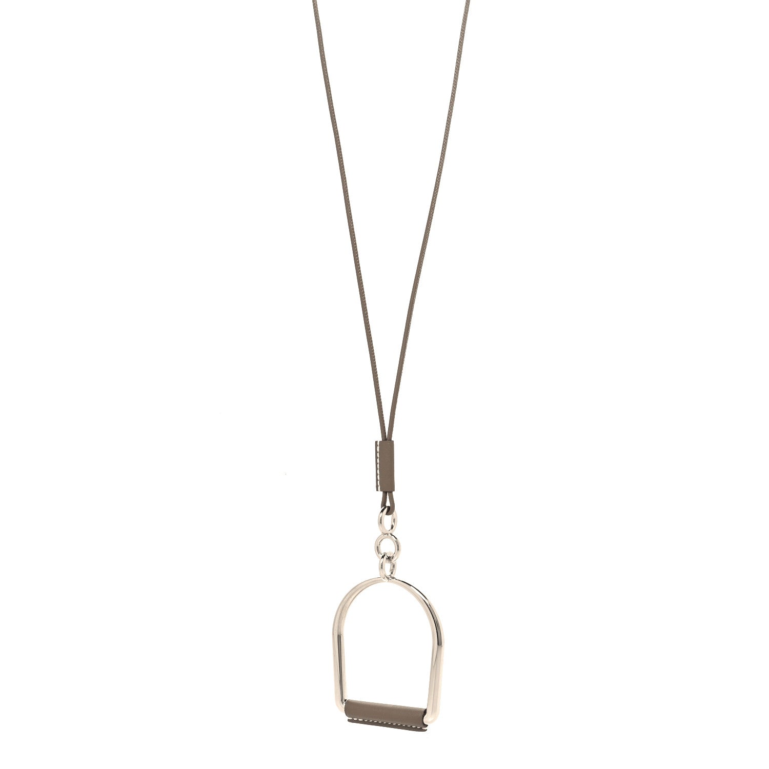 Hermes Barenia Heritage Equestre Pendant Necklace Etoupe 1 of 5