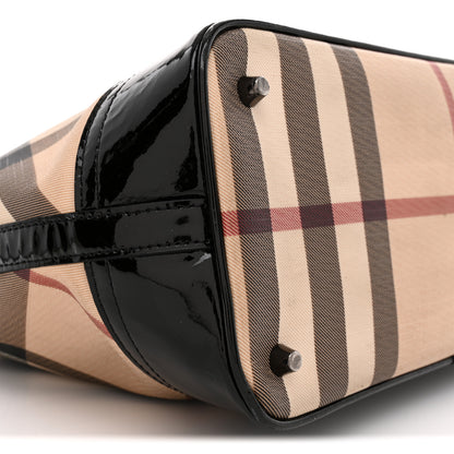 Burberry Nova Check Patent Medium Tote Black 9 of 13