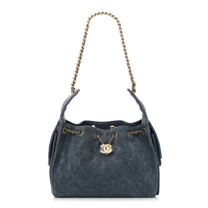 Chanel Suede Quilted Small Chanel 25 Handbag Blue 1 of 11