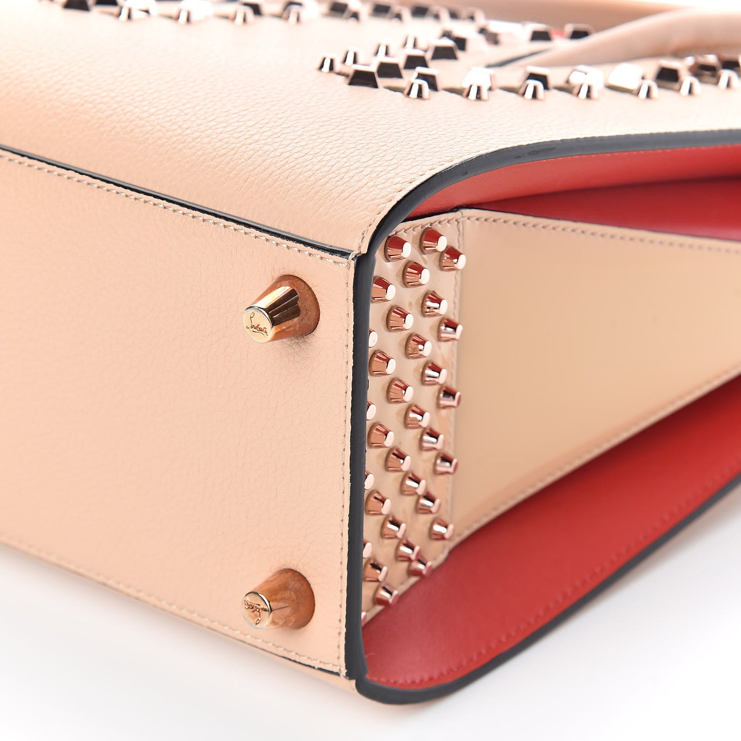 Calfskin Patent Studded Small Paloma Naturel Rose Gold