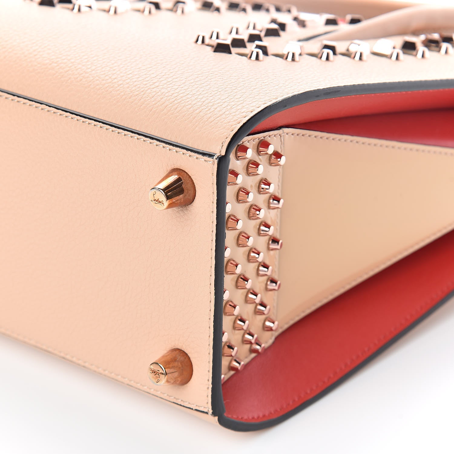 Christian Louboutin Calfskin Patent Studded Small Paloma Naturel Rose Gold 10 of 11