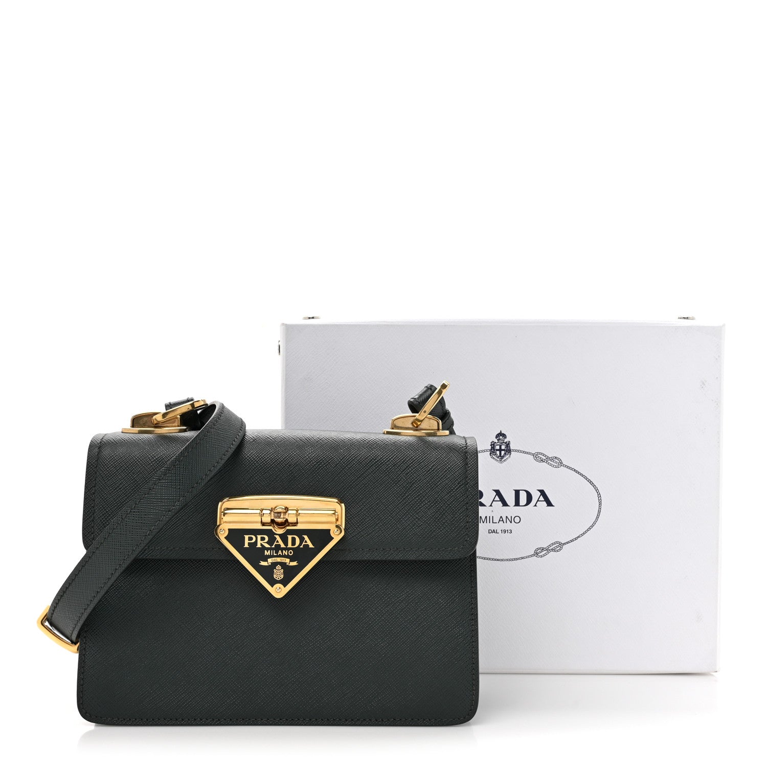 Prada Saffiano Symbole Flap Shoulder Bag Smeraldo 12 of 12
