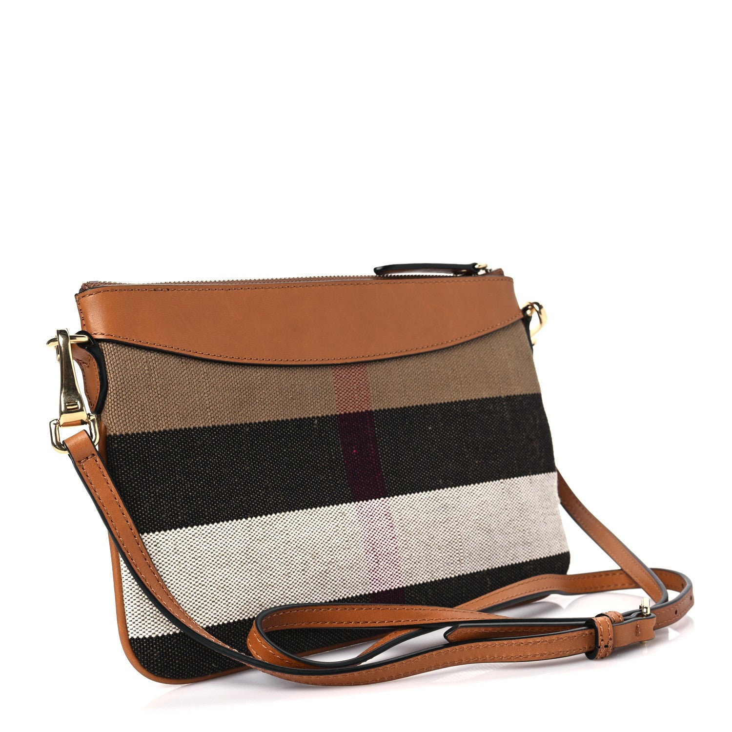 Burberry Mega Check Peyton Crossbody Clutch Bag Saddle Brown 3 of 6