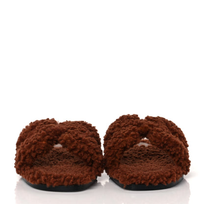 Hermes Woolskin Oran Sandals 36.5 Cognac 2 of 8
