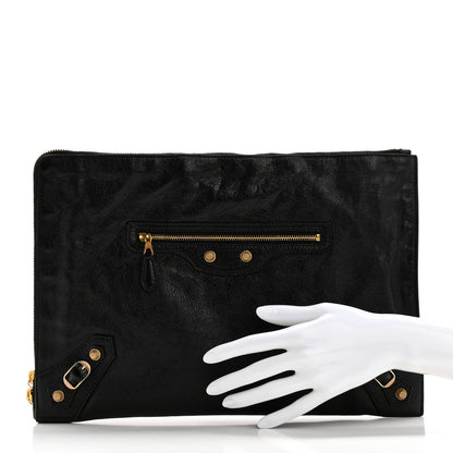 Balenciaga Agneau Giant 12 Gold Hardware Pouch Clutch Black 2 of 8