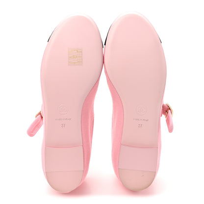 Chanel Fabric Grosgrain Mary Jane Flats 37 Light Pink Black 6 of 9