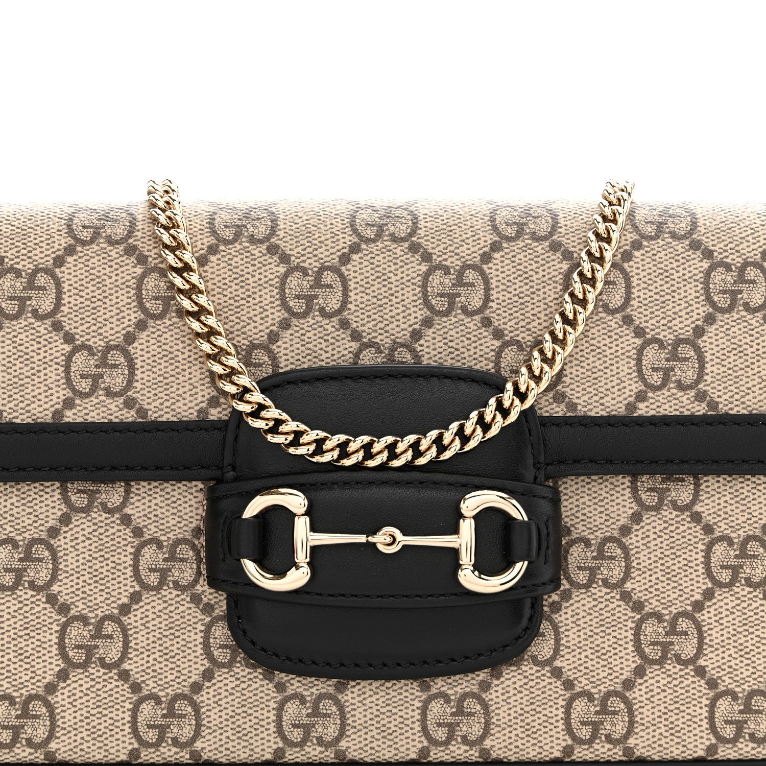 Gucci GG Supreme Monogram Azalea Calfskin Horsebit 1955 Mini Bag Beige Black 9 of 11