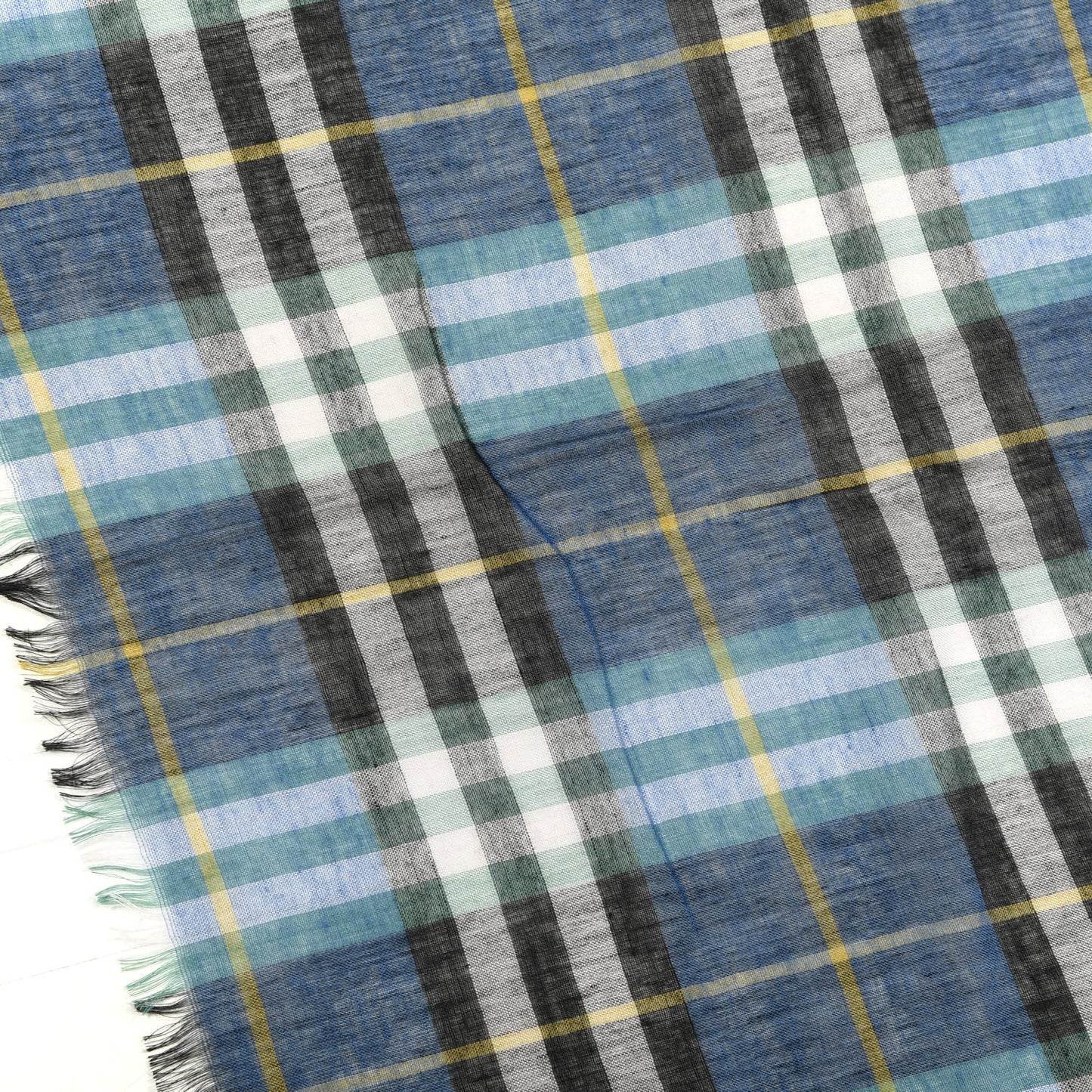 Modal Wool Vintage Check Square Scarf Blue