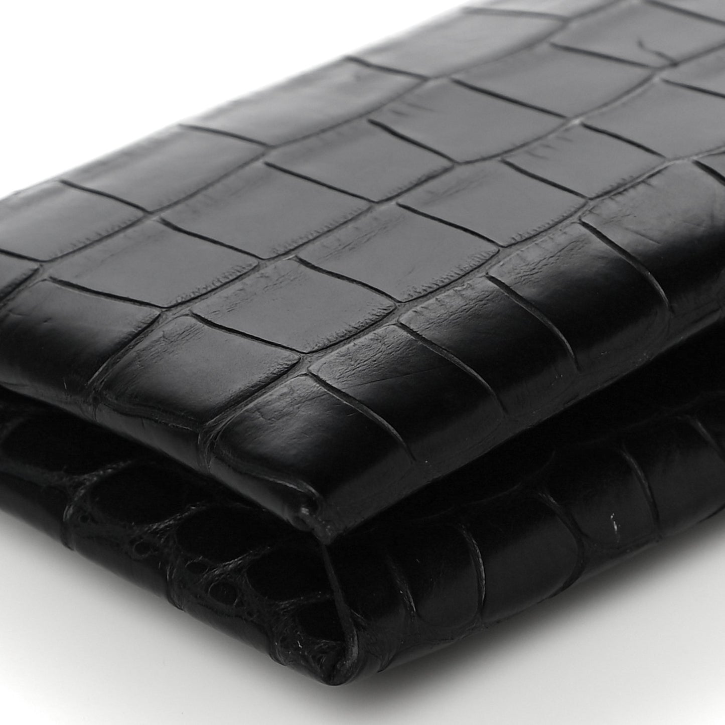 Matte Alligator Calvi Card Case Black