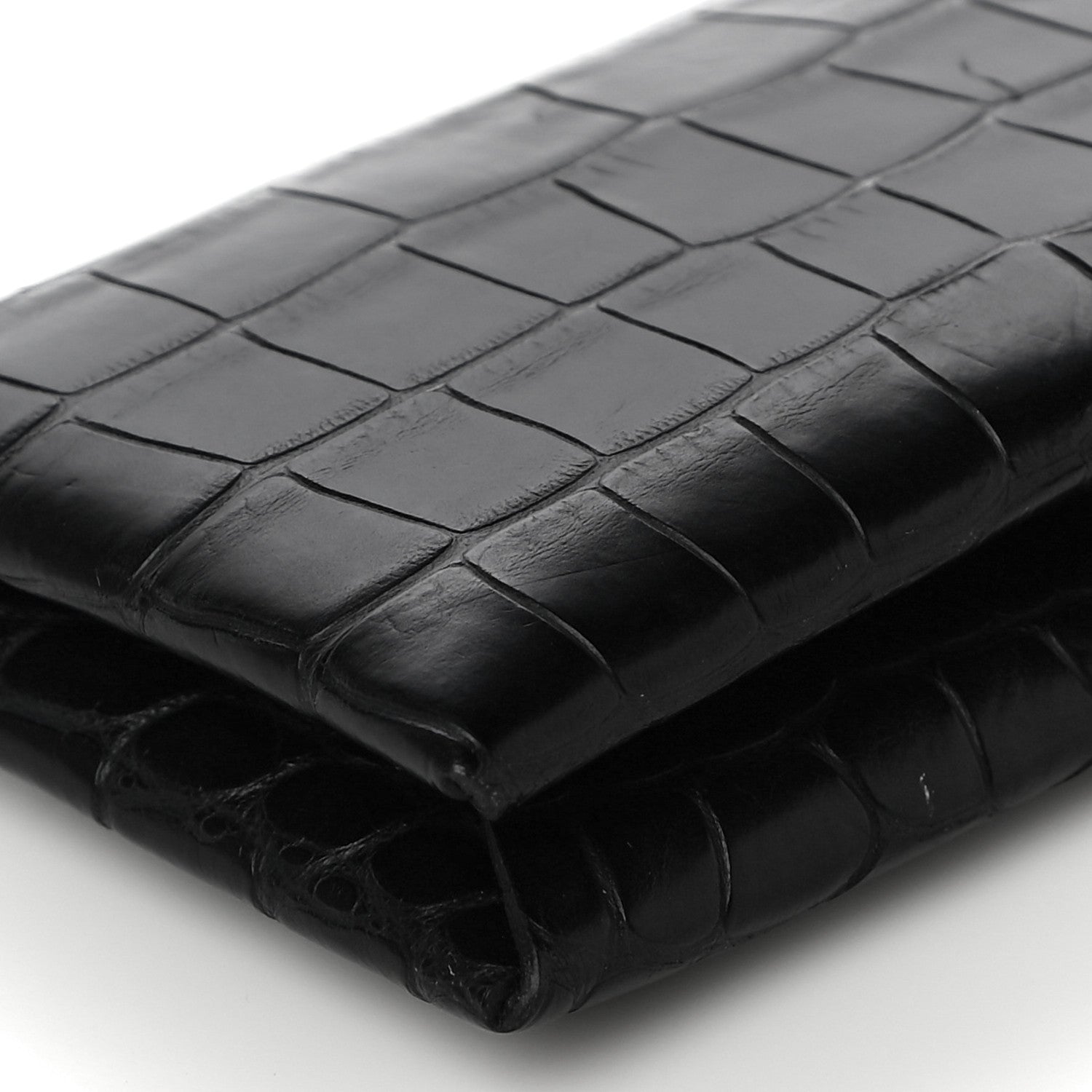 Hermes Matte Alligator Calvi Card Case Black 8 of 14