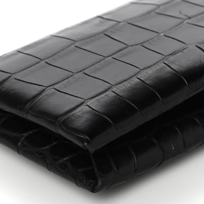 Hermes Matte Alligator Calvi Card Case Black 8 of 14