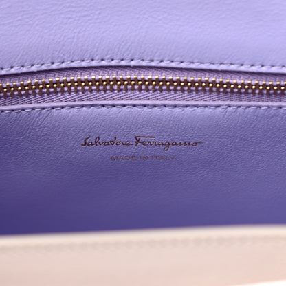 Salvatore Ferragamo Calfskin Sofia Rainbow Top Handle Bag Black 6 of 12