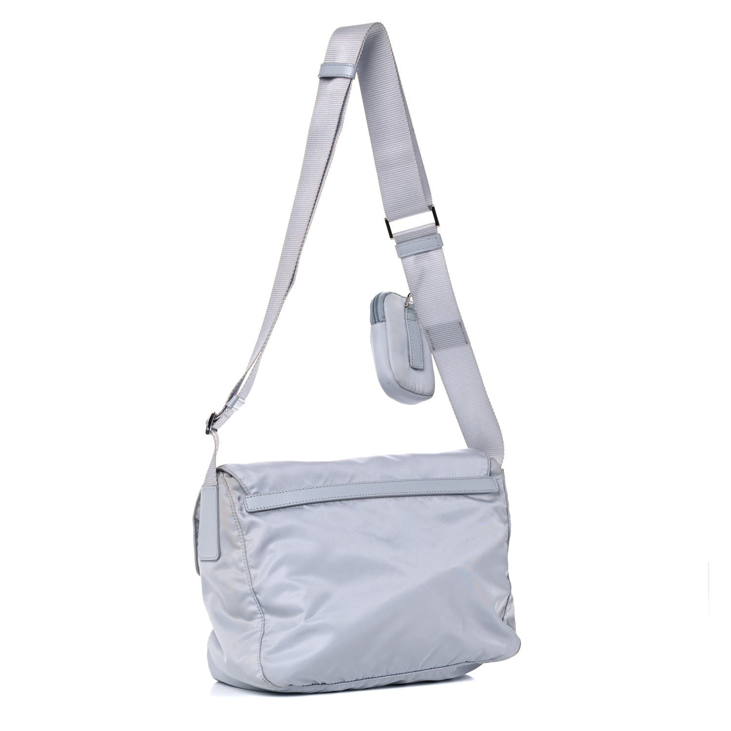 Prada Re-Nylon Vela Saffiano Pocket Double Buckle Messenger Shoulder Bag Fiordaliso 3 of 10