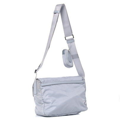 Prada Re-Nylon Vela Saffiano Pocket Double Buckle Messenger Shoulder Bag Fiordaliso 3 of 10