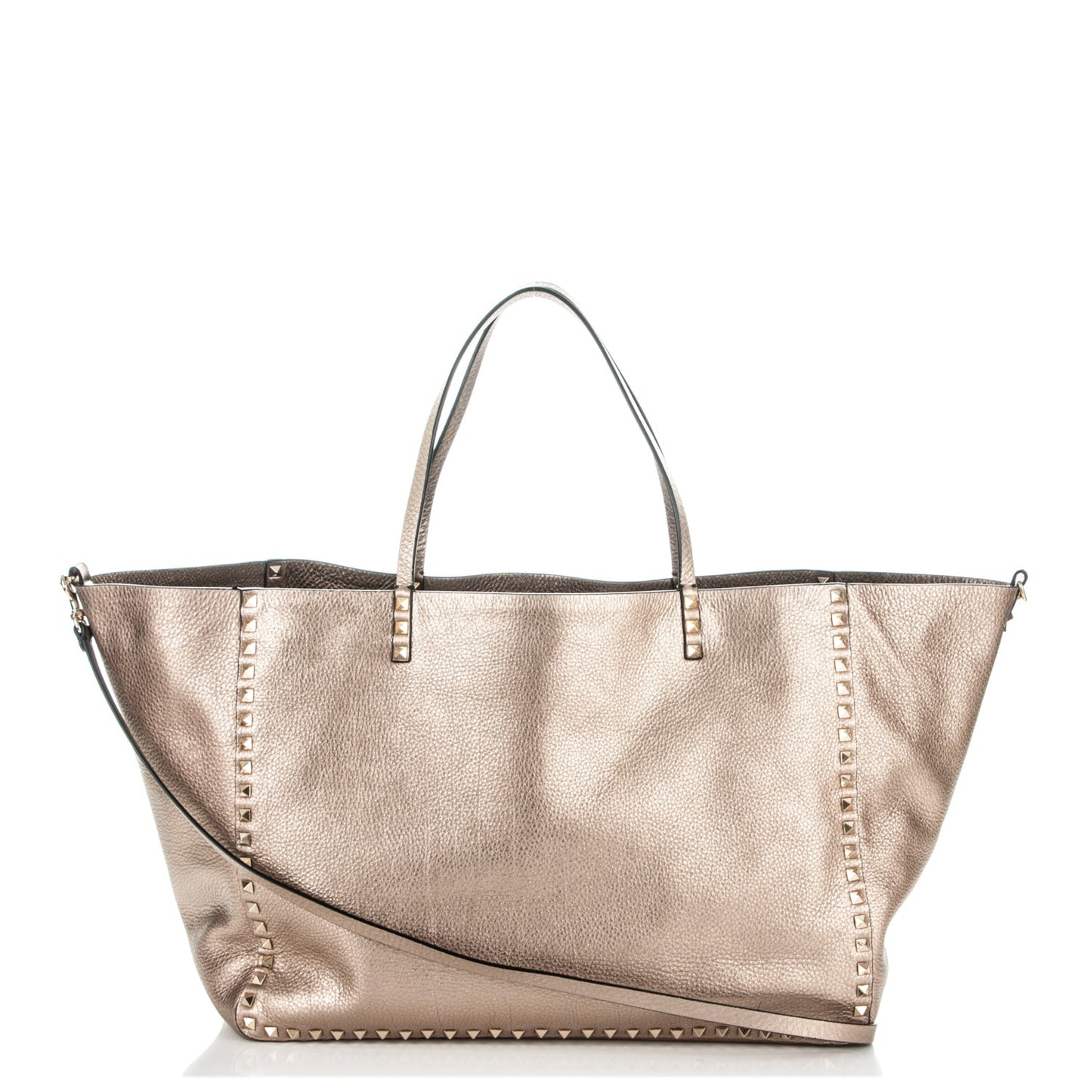 Metallic Grained Calfskin Large Rockstud Reversible Tote Skin Sasso