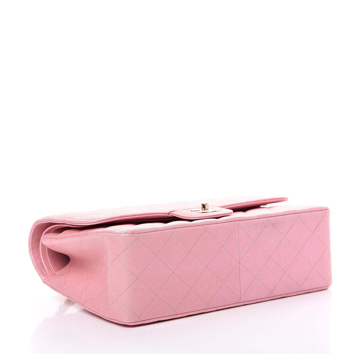 Iridescent Caviar Quilted Jumbo Double Flap Rose Pink