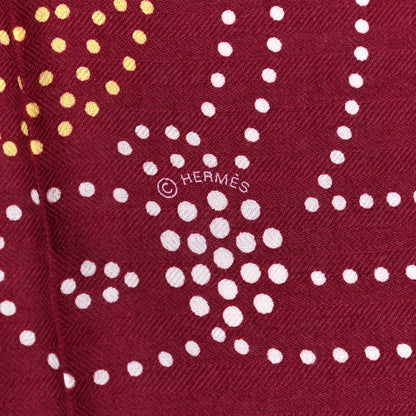 Hermes Cashmere Silk Brandebourgs Points Shawl 140 Bordeaux White Vert 4 of 5