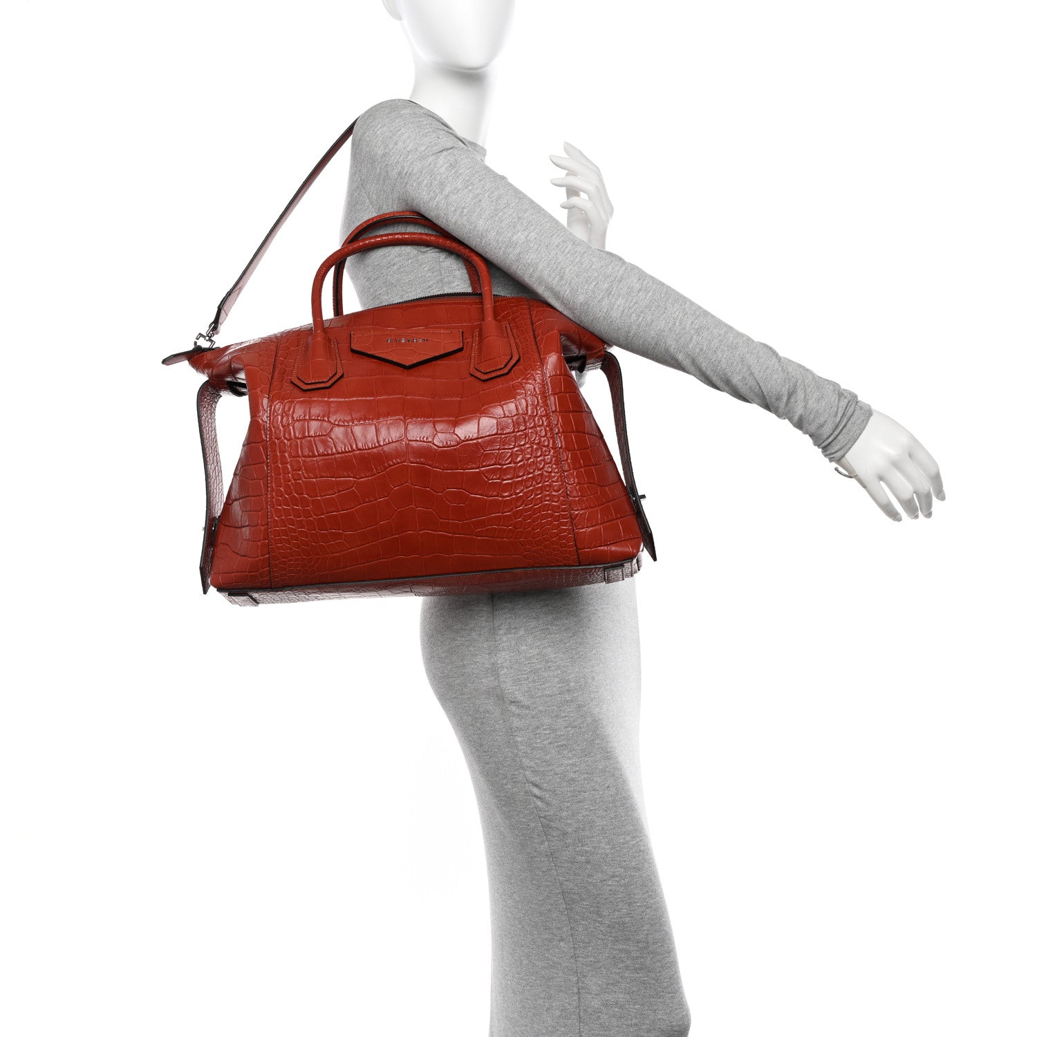Givenchy Calfskin Crocodile Embossed Medium Soft Antigona Paprika 2 of 10