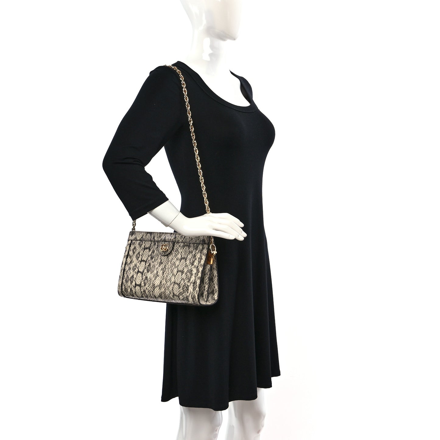 Snakeskin GG Small Ophidia Chain Shoulder Bag Roccia