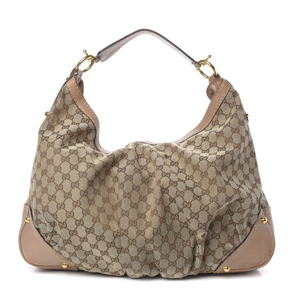 Gucci Monogram Large Jockey Hobo Beige 1 of 23