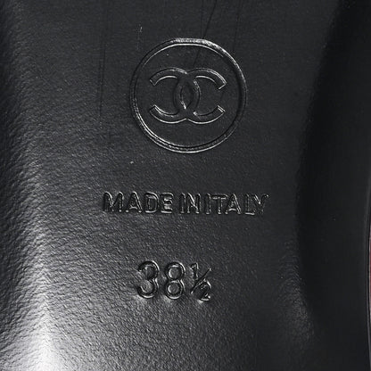 Chanel Lambskin CC Cap Toe Ballerina Flats 38.5 Red Black 7 of 9