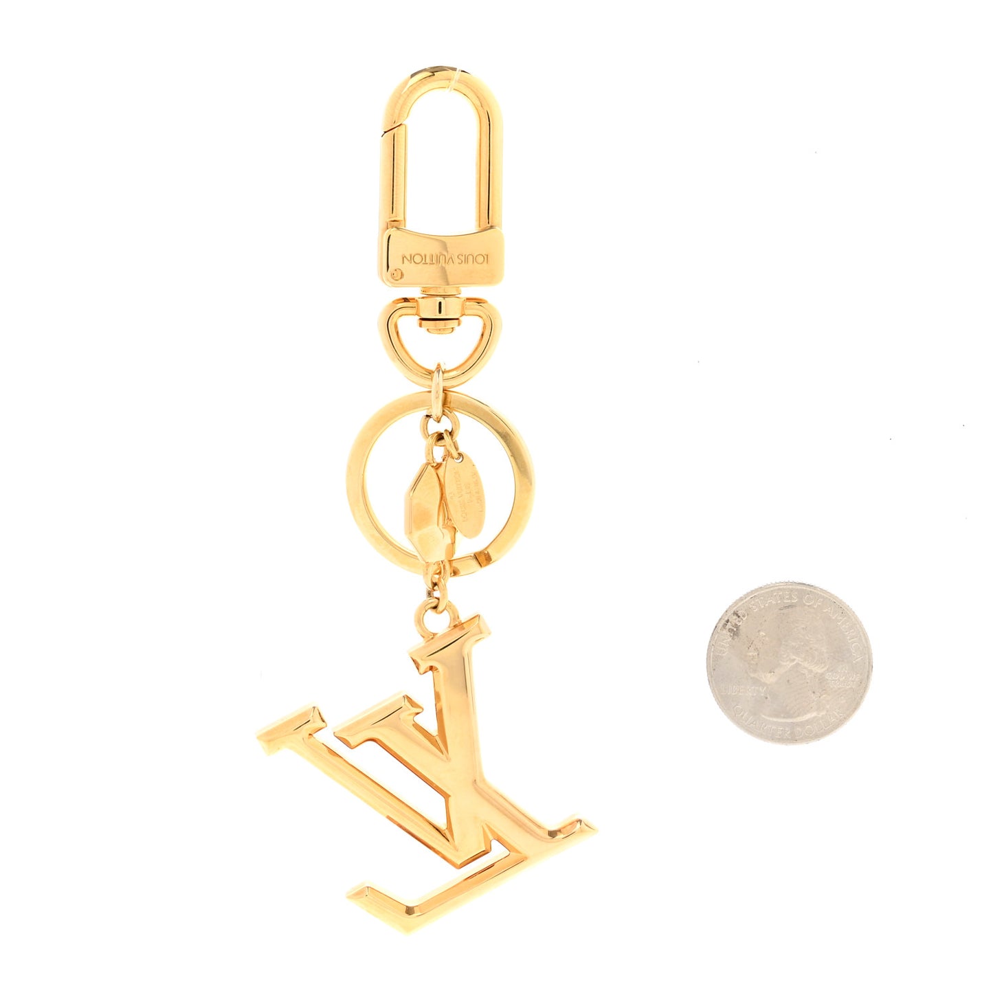 Metal LV Facettes Bag Charm Key Holder Gold