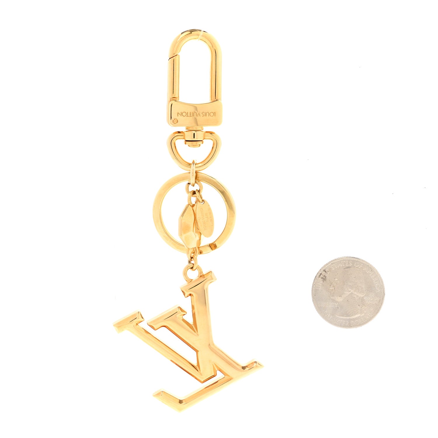 Louis Vuitton Metal LV Facettes Bag Charm Key Holder Gold 2 of 4