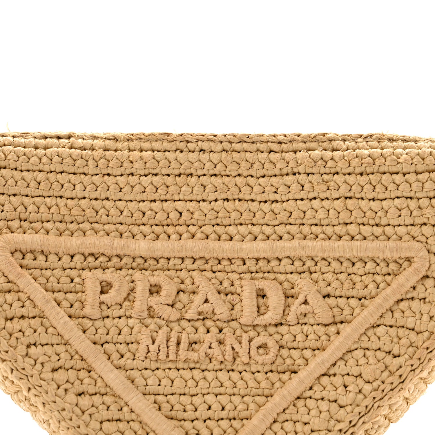 Prada Yarn Raffia Effect Crochet Triangle Shoulder Bag Naturale 8 of 16