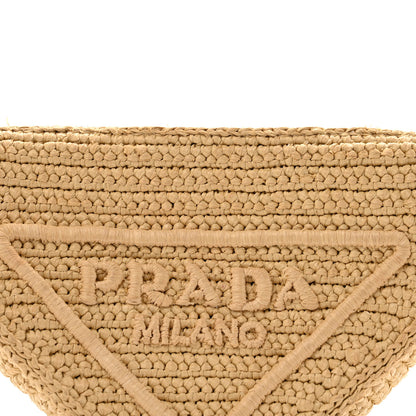 Prada Yarn Raffia Effect Crochet Triangle Shoulder Bag Naturale 8 of 16